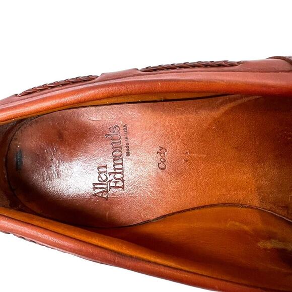 ALLEN EDMONDS Cody Kiltie Tassel Loafer Chili Weave in Cognac Men Size 9B - Picture 11 of 11